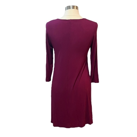 Garnet Hill Size S Scoop Neck Jersey Knit Trapeze Dress 3/4 Sleeve Small S - Picture 4 of 9